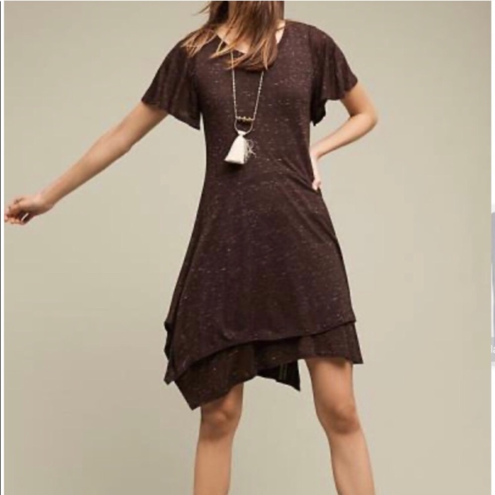 Purple ruffle sleeve dress